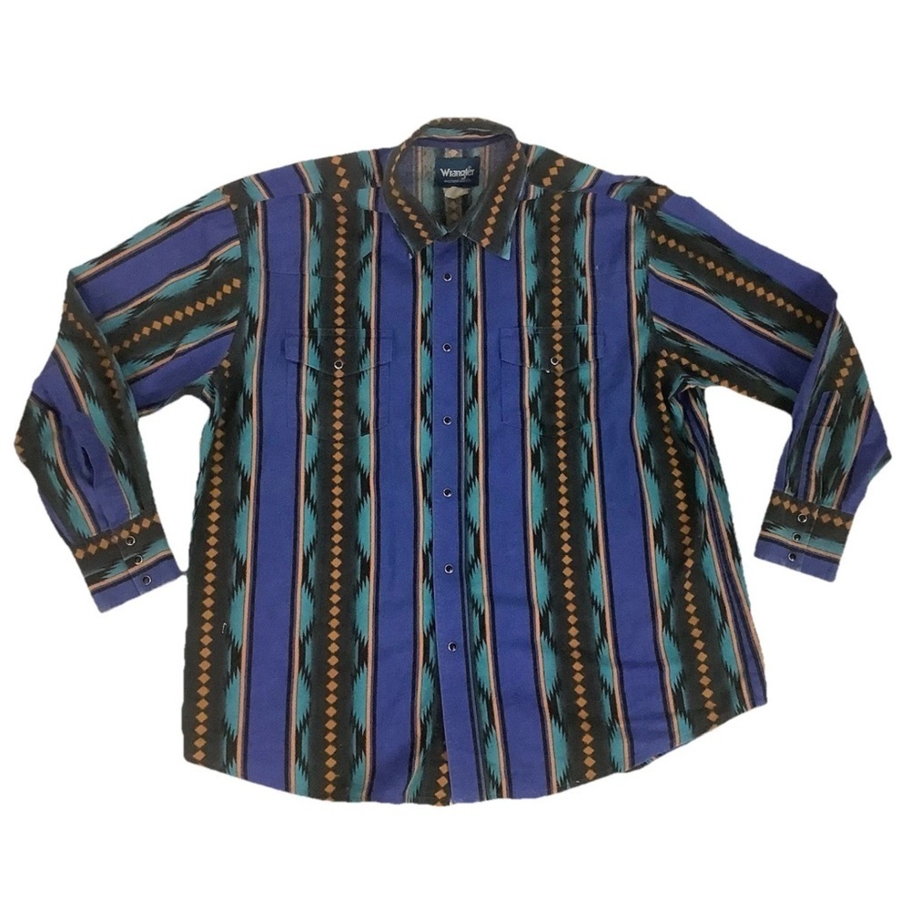 Vintage 90's Wrangler Sz XL? Aztec Brushpopper Cowboy Western Rodeo Shirt